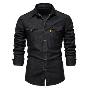 Camisas de Manga Larga Personalizadas para Hombre, Tallas Grandes, Último Diseño, Camisa de Mezclilla Lavada, Corte Regular, Camisas Casuales para Hombre - Product Image 3