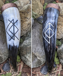 Chope de bière en corne de buffle de style viking avec supports Party Collection Agate Set Drinking Horn - Product Image 3