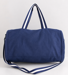 Blue Canvas <b>Duffel</b> <b>Bag</b> Sports Gym Travel Overnight Carry <b>Bag</b> with Strap and Handles - Product Image 1