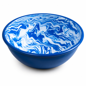 <b>Blue</b> Marble Enamel Printed Mango Wood Salad <b>Bowl</b> Handmade Food Safe Serving <b>Bowl</b> Modern Kitchen Fruit Pasta Mixing <b>Bowl</b> Gift - Product Image 1