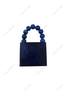 Bolso de Resina Hecho a Mano en India con Asa de Cuentas, Diseño de Patrón en Espiral de Lujo, Bolso de Mano para Fiesta de Noche para Mujer - Product Image 4