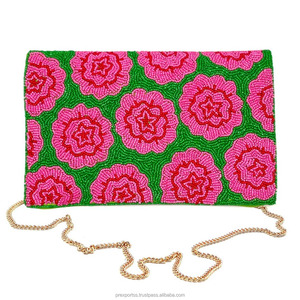 Bolso de mano portátil con bordado floral y cadena, hecho a mano con cuentas, personalizado para bodas, fiestas de lujo, de diseñador, para otoño, uso diario, a la moda. - Product Image 5