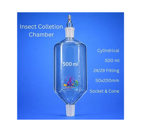 Chambre de collecte d'insectes transparente de 500 ml, récipient cylindrique pour spécimens avec embout et cône, raccord 24/29 - Product Image 6