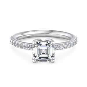 Anillo de Compromiso con Diamante Cultivado en Laboratorio, Corte Cojín, Halo Oculto, Solitario Minimalista, Chapado en Oro de 18k y Rodio, Anillo de Propuesta, IGI - Product Image 3