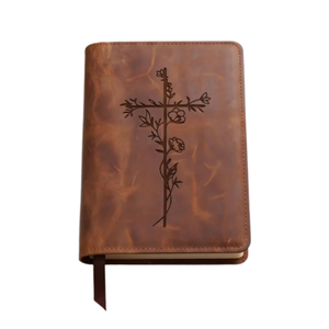 Housse de Bible en cuir pleine fleur rustique personnalisée, faite à la main, gravée sur mesure, cadeau chrétien pour hommes et femmes - Product Image 1