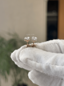 Minimalist 1.25ctw Emerald Lab Created Diamond <b>Earrings</b> 18KT Solid Gold Solitaire <b>Studs</b> High Quality Bridal Fine Jewelry - Product Image 3