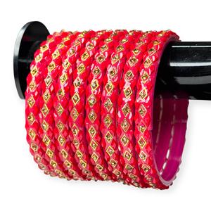 Offre Spéciale – Bracelets en Verre Rouge Tendance avec Diamants Plaqué Or et Perles d'Imitation – Empilement Nuptial Royal Élégant - Product Image 3