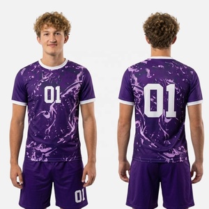 Maillot de football violet à effet éclaboussures, maillot d'équipe personnalisé, uniforme de football à manches courtes, tenue de match, maillot et short de handball - Product Image 5