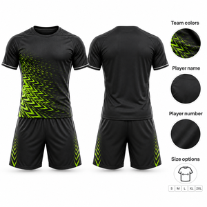 Ensemble maillot et short de football unisexe à motifs éclair, col rond, séchage rapide, écologique, 100 % polyester, kit de football personnalisé OEM pour équipe - Product Image 3
