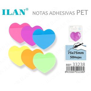 Ilan Foglietti Adesivi PET 75x75mm a Forma di Cuore, 50 Fogli - Product Image 1