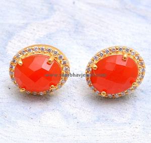 Pendientes de Plata de Ley 925 Maciza, Chapados en Oro, Hechos a Mano, Clásicos, Vintage, con Cornalina Natural, Estilo Antiguo, Regalo de Compromiso - Product Image 2