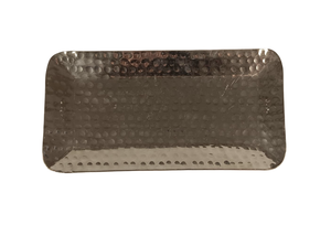 Bandejas de servir de aluminio hechas a mano, plato decorativo para Diwali, bandeja de servir de metal texturizado fundido a mano. - Product Image 3