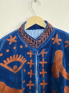 Indian Cotton Velvet Suzani Embroidery Boho Hippie Unisex <b>Women</b> Autumn Winter Jacket Windproof Breathable Wholesale <b>Coat</b> Bulk - Product Image 6