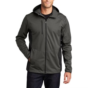 Veste softshell coupe-vent à capuche pour homme, fermeture éclair, décontractée, pour l'extérieur, logo personnalisé, couleur unie, polyester, coupe classique avec poches - Product Image 2