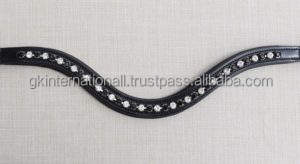 Bande de front en cuir en forme de canal vide rembourré avec cristaux - Product Image 5