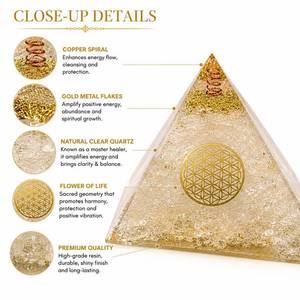 Prix d'usine, grande taille, pyramide d'orgone en quartz clair de 5 pouces, cristal naturel, énergie de guérison, protection, Feng Shui, décoration intérieure - Product Image 4