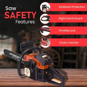 Motosierra de Gasolina Industrial Hydroplus de 68cc con Barra Guía de 24 Pulgadas, Profesional para Silvicultura, Corte Preciso de Madera Dura, Robusta - Product Image 4