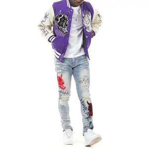 Personalizado de los hombres de Letterman High School Style Varsity chaquetas de invierno de béisbol Bomber con capucha de cuero de lana de tela de pie bordado - Product Image 3