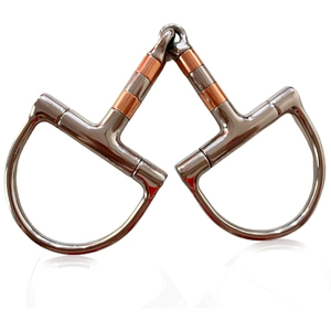 Bocado de Caballo de Acero Inoxidable con Anillo en D y Rodillo de Cobre, Articulado Simple, Duradero, para Uso Veterinario - Product Image 1