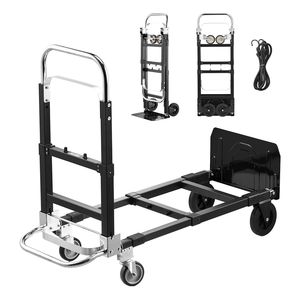Carrello Pieghevole 2 in 1 con Capacità di Carico di 227 Kg, Convertibile a 4 Ruote, Ruote Regolabili - Product Image 1