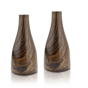 Paire de vases de table en céramique imitation bois brun avec col évasé - Product Image 5