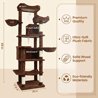 Arbre à chat moderne en sisal multi-niveaux, couleur marron, mobilier d'intérieur pour animaux de compagnie, design durable et amovible pour chats