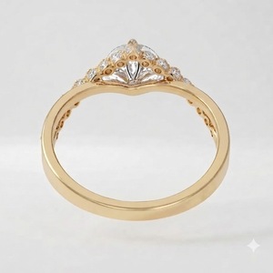 Bague de fiançailles moderne en or massif 10K avec diamant de laboratoire rond de 2,28 carats couleur E VS1 et bande tressée pour femme, bague solitaire en diamant de 2 carats - Product Image 5