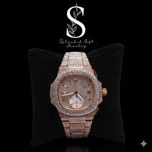 Montre Hip Hop Unisexe en Moissanite et Diamant, Haute Qualité, Plaqué Or Rose 18K, Acier Inoxydable, Véritable Or Rose 18K, Tendance Affaires - Product Image 1