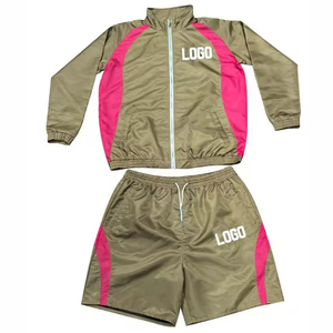 <b>Zip</b> <b>Up</b> <b>Jacket</b> and Short Outdoor Set Comfortable Custom Front Logo Print Windbreaker Tracksuits Solid - Product Image 1