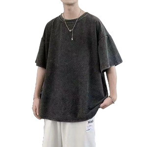 Acid Wash Custom logo 100%Cotton 260GSM Streetwear Heavyweight Drop Shoulder Vintage t Shirt Acid Wash Acid Wash T-Shirt Vintage - Product Image 4
