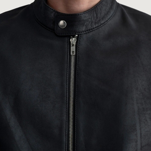 Chaqueta de Cuero Genuino Negro Estilo Biker, Personalizada OEM, para Hombre, Disponible a Precios de Mayoreo, Estilos Elegantes 2026 - Product Image 4