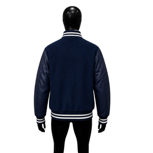 Veste universitaire bleu marine premium pour homme, style vintage délavé, coupe décontractée, veste athlétique, bleu marine emblématique, streetwear. - Product Image 2