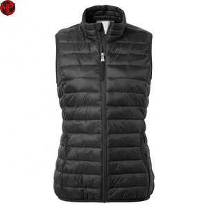 <b>Women's</b> Black Lightweight Puffer <b>Vest</b> Stand Collar Zip Up Windproof Sleeveless Jacket Ladies Puffer <b>Vest</b> - Product Image 3
