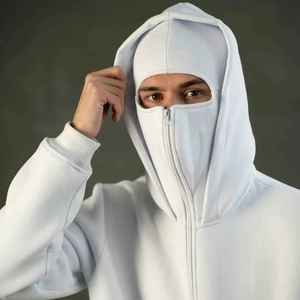 Sweat-shirt à capuche zippé intégral pour homme, style balaclava, coupe oversize, éco-responsable, respirant, streetwear, veste à capuche à manches longues - Product Image 2