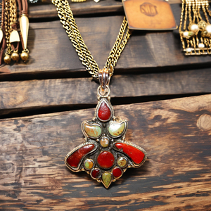 Auténtica joyería de Nepal piedra preciosa turquesa Coral plata esterlina 925 colgante Piedras Naturales curación piedras de cristal - Product Image 1