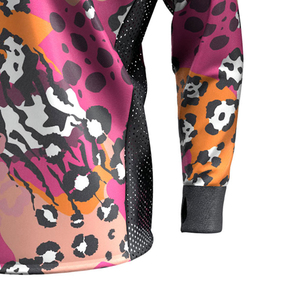 Maillot de paintball personnalisé unisexe à manches longues, col en V, imprimé léopard sublimé, polyester, respirant, coupe athlétique, toutes saisons - Product Image 5