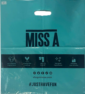 Gravure à poignée découpée en HDPE personnalisée Logo imprimé à bon prix Sacs à provisions en plastique PE promotionnels pour l'utilisation d'emballage de sac d'expédition - Product Image 5