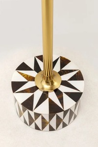 Mesa Auxiliar Redonda de Metal Dorado de Lujo Nórdico Moderno con Incrustaciones de Hueso para el Hogar, para Beber Té/Café, Decoración de Bodas - Product Image 2