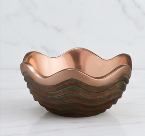 Moderna y Lujosa Tazón de Cobre para Servir, Hecha a Mano, Ondulada, Ideal para Frutas, Uso Doméstico y Vajilla - Product Image 1
