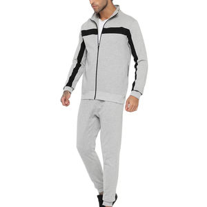 Survêtement gris clair pour homme, manches longues, fermeture éclair, décontracté, pour l'automne, avec poches latérales, coupe classique, design color block - Product Image 5