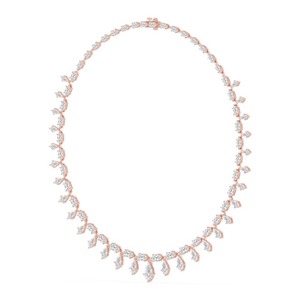 Breathtaking 9K Rose Gold Long Step Cut Pear and Oval Diamond <b>Statement</b> <b>Necklace</b> 27.46 CTW - Product Image 2