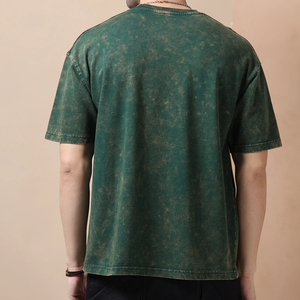 เสื้อยืดคอกลมแขนสั้นผู้ชาย สีเขียวฟอก ผ้าฝ้าย ทรงปกติ ผ้าถักเนื้อนุ่ม ระบายอากาศได้ดี สวมใส่สบาย เหมาะสำหรับใส่ทุกวัน - Product Image 5
