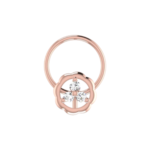 AJRETAIL Bijou de piercing pour femme en or 14K, diamant naturel taille brillant 0,045 ct, clou de nez, design Trio de fleurs, style ethnique - Product Image 2
