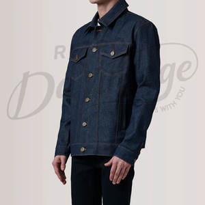 Veste en jean bleu foncé pour homme, boutonnée, manches longues, style décontracté, vêtement d'extérieur tendance - Product Image 3