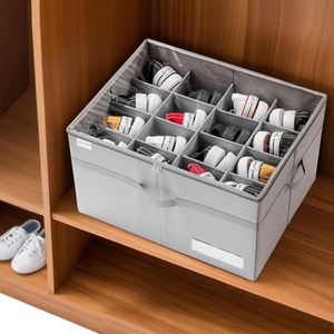 Grande boîte de rangement pliable transparente pour 16 paires de chaussures avec support inférieur, gain de place, en matériau PP - Product Image 3