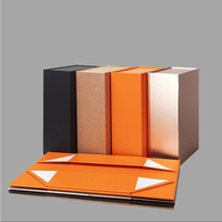 Boîte cadeau pliable en carton rigide noir de luxe avec logo personnalisé OEM, grand format, fermeture magnétique, vide