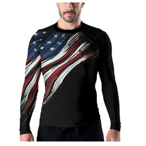 Custom Design Men's Long Sleeve Rashguard BJJ <b>Compression</b> Wear 100% Polyester Premium Quality OEM Service Heat-Transfer Printed - Product Image 4