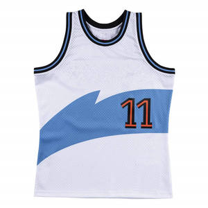Breathable Sleeveless Basketball Jersey Retros Men Tackle Twill Embroidery <b>Mesh</b> Vintage Basketball Wear Uniform Shirts - Product Image 2