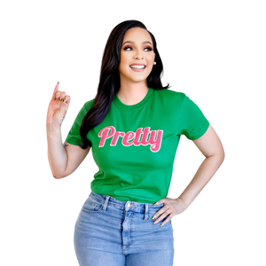 T-shirt graphique en chenille vert rose pour femme, col rond décontracté, manches courtes, en coton, brodé, pour tous les jours - Product Image 1