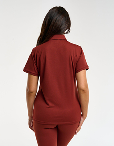 Pink <b>Corded</b> <b>Women</b> Polo <b>Shirt</b> Short Sleeve Button Collar Custom Logo Casual Uniform Top custom polo <b>shirts</b> with embroidery logo - Product Image 3